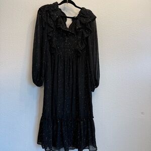 By The River Black Starry Midi Dress